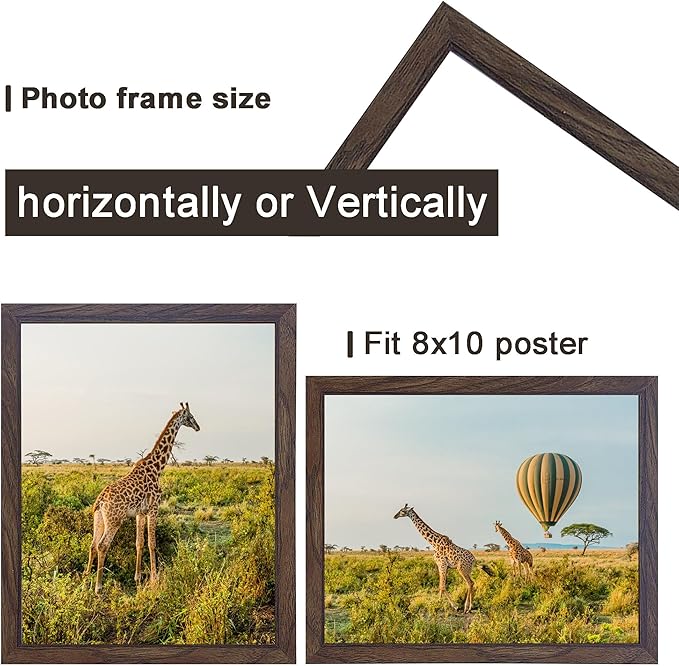 8x10 Picture Frame Set of 3, 8x10 Photo Frame for Wall Display, 8 x 10 Poster Frame Walnut, Display Frame for Vertical or Horizontal, best gift