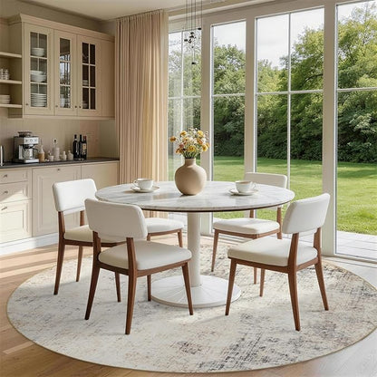 Large Round Rug 6ft: Neutral Round Area Rugs for Living Room Dining Room Bedroom - Soft Non-Slip Circle Carpet 6' - Modern Abstract Beige