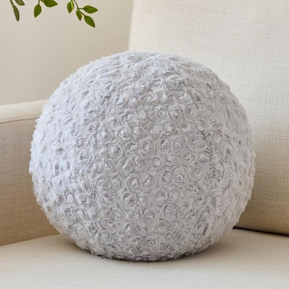 Ball Pillow, Decorative Round Pillow for Couch n, Circle Throw Pillows, Perfect Ball Pillows for Couch, Stylish Decorative Pillows, Versatile Round Throw Pillow (Light Grey, Mini-8.6 Inches)