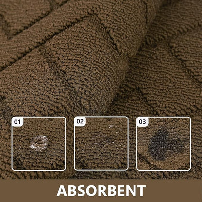 hicorfe Kitchen Runner Rugs and Mats Sets,2 Pieces Absorbent Non-Slip Kitchen Rug,Comfort Kitchen Mat for Floor,Washable for Kitchen,Hallway,Office,Sink,Laundry(20"x48"+20"x32",Dark Brown)