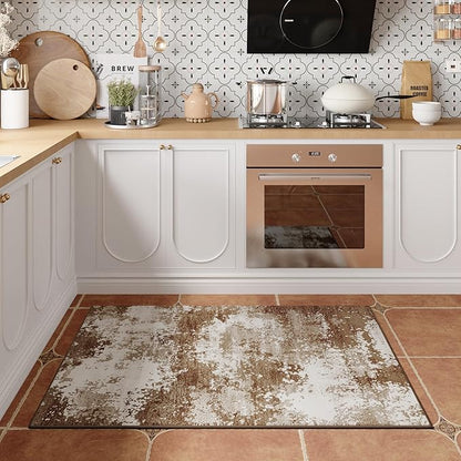 Entryway Rug 2x3 Brown Welcome Door Mat Indoor Entrance 24x36, Washable Small Throw Rugs for Kitchen Floor, Entry, Front Door, Bedroom Bedside, Non-Slip Low Pile Stain & Fade Resistant, Coffee