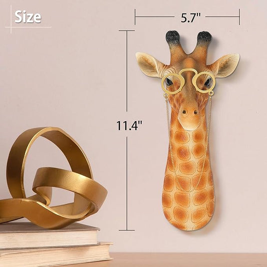 UITWMKTG Simulated Animal Head Wall Decor Colored Animal Sculptures Wall Mount 3D Wall Art Decoration for Home Bedroom Living Room Decor Giraffe
