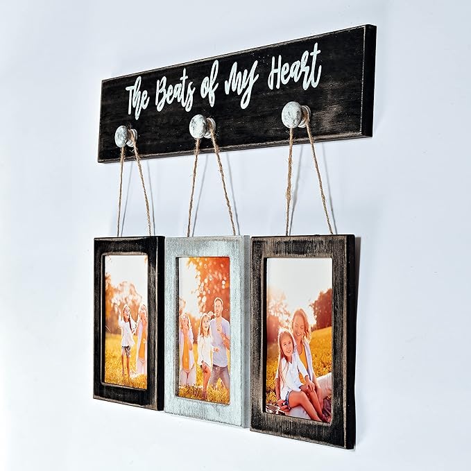 4X6 Picture Frames Collage for Wall Farmhouse Rustic Vintage Photo Frame with HD plexiglass Hanging Collage Picture Frame Wall Decor for Living Room, Set of 3