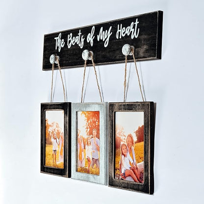 4X6 Picture Frames Collage for Wall Farmhouse Rustic Vintage Photo Frame with HD plexiglass Hanging Collage Picture Frame Wall Decor for Living Room, Set of 3