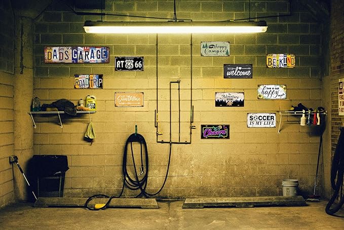Dad’s Garage Vintage Metal Tin Sign - Rustic Industrial Wall Art for Garage, Workshop, Man Cave, Tool Room Décor - 4x16 Inch