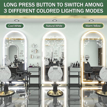 FENNIO Full Length Mirror with Lights, 70" x 32" LED Full Body Mirror, Free Standing Lighted Floor Mirror, Wall Mounted Hanging Mirror for Bedroom, Salon, Dimmable, 3 Color Lighting [Tempered Glass]
