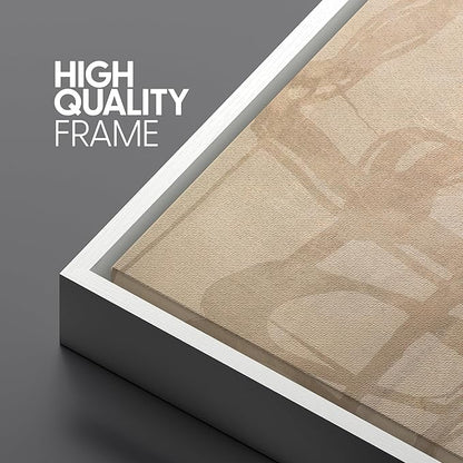 SIGNLEADER Framed Canvas Print Wall Art Set Beige Modern Abstract Line Art Illustrations Minimal Decorative Bohemian for Living Room, Bedroom, Office - 16"x24"x3 White