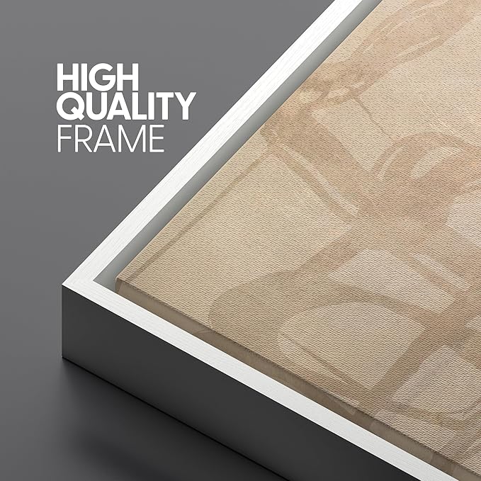 SIGNLEADER Framed Canvas Print Wall Art Set Beige Modern Abstract Line Art Illustrations Minimal Decorative Bohemian for Living Room, Bedroom, Office - 24"x36"x3 White
