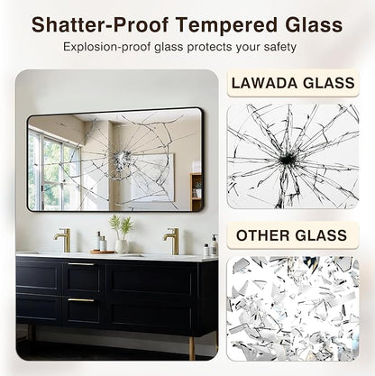 Bathroom Vanity Mirror for Wall, 55"x30" Wall Mounted Bathroom Mirror for Over Sink with Sturdy Metal Frame, Vertical or Horizontal, Living Room, Bedroom, Entryway(Black)