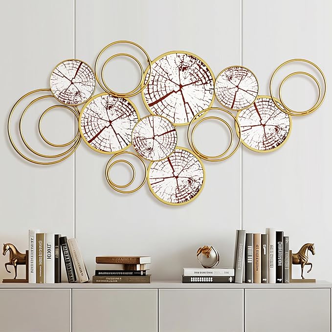 PERHOM 52"x26" Gold Wall Art Mirror,Modern Wall Sculptures Mirrors, Gold Metal Frame Mirrors for Living Room, Entryway, Bedroom, Dinner Room
