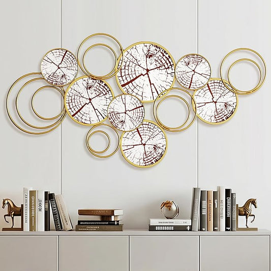 PERHOM 52"x26" Gold Wall Art Mirror,Modern Wall Sculptures Mirrors, Gold Metal Frame Mirrors for Living Room, Entryway, Bedroom, Dinner Room