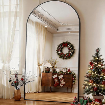 BEAUTYPEAK 77"x38" Large Arch Mirror Full Length, Oversized Wall Mirrors with Aluminum Alloy Frame, Full Body Floor Mirror for Bedroom, Dressing Room, Black