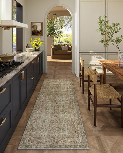 Washable Runners for Hallways Kitchen Rug: 2'x6' Runner Rugs Stain Resistant Non Slip Low Pile Soft Carpet Runners for Hallways Bedroom Kitchen Entryway Indoor Beside Bathroom Laundry Room