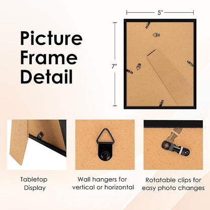 FIXSMITH 5x7 Picture Frame Set of 6, Black Photo Frames Bulk with HD Plexiglass, Display Pictures 4x6 with Mat or 5x7 Without Mat, Multi Picture Frames Collage for Tabletop or Wall Display