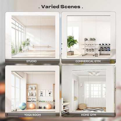 Hasipu Home Gym Mirror 51" L x 17" W - 3PCS Large Full Body Mirror for Yoga, Fitness, Garage, Dance Studio, Wall-Mounted, 0.16in Tempered Glass Frameless