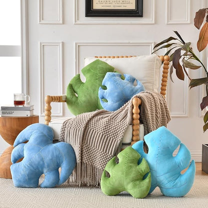 Leaf Pillow, Cute Decorative Throw Plant Pillow Aesthetic Decor Nature Pillow for Bed Couch, Leaves Shaped Pillow Perfect for Bedroom Living Room (Blue, 19.6 Inches)