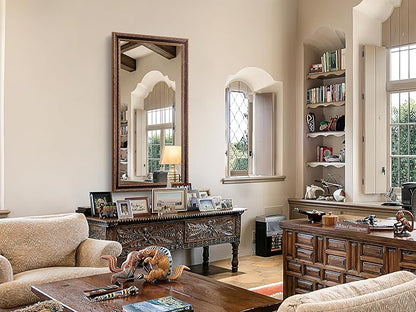 60.5" X 31" Vintage Full Length Bedroom Mirror, Black & Bronze Handmade Aging Large Accent Decorative Mirror for Living Room, Bathroom, Entryway and Hallway