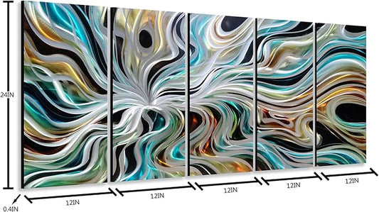 Yihui Arts Abstract Metal Wall Art for Living Room Modern Wall Sculpture Contemporary Aluminum Artwork for Indoor and Outdoor Decor