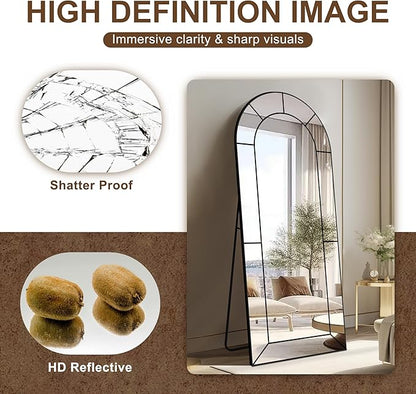 Wall Mirror,Full Length Floor, Window Pane for Living Room Decor, Decorative Wall Art, Large Wall for Bedroom, Hallway, Living Room Arch-56"X22"