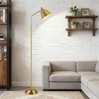 65.3" Floor Lamps for Living Room, Floor Lamp for Bedroom, Dual-Base Industrial Standing Lamp, Adjustable-Head Corner Lamp, Modern Tall Lamp, Living Room Light, Bulb Included, Glod