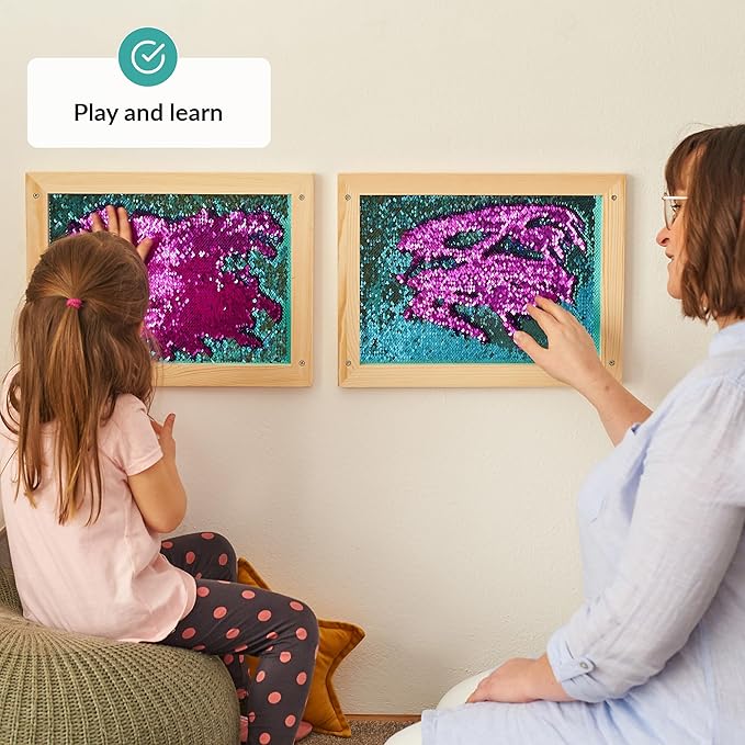 ODOXIA Sequin Wall Panel for Kids | Interactive Sensory Flip Fabric Board | Reversible Toy for Play & Learning | Room Equipment & Autism Toys