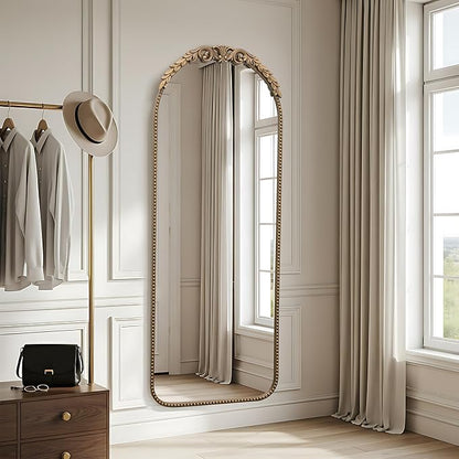 Besdomus Vintage Full Length Mirror: 56"x 21" Large Gold Floor Mirror - Traditional Ornate Baroque for Bedroom/Cloakroom/Entryway/Hallway - Home Decor for Living Room