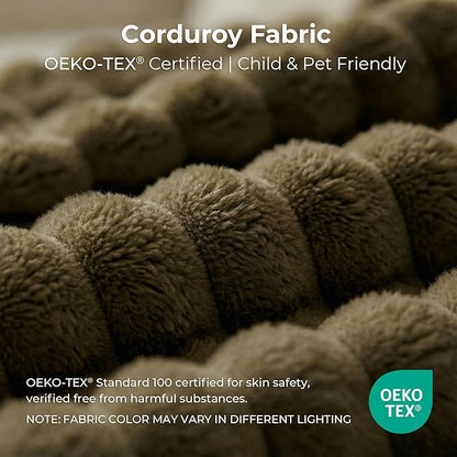 LIKIMIO Liorin Plush 71" Luxury Corduroy Boneless Cloud Couch, No Assembly Small Space Loveseat for Apartment, Office & Living Room, Brown