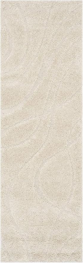 SAFAVIEH Florida Shag Collection Runner Rug - 21' Runner, Creme, Transitional Design, Ideal for High Traffic Areas in Hallway, Bathroom & Kitchen (SG471-1111-221)