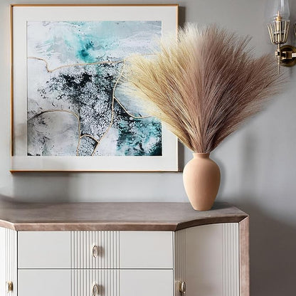Pampas Grass Decor, Fluffy Faux Pampas Grass 6 Stem 18"/45cm Pompous Grass Small Flower Arrangement and Vase Filler for Boho Home Wedding Decoration