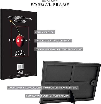 MCS Format 8x12 Picture Frame Black, Gallery Wall Vertical & Horizontal Wall Hanging Picture Frame for Photos & Art Prints (6-Pack)