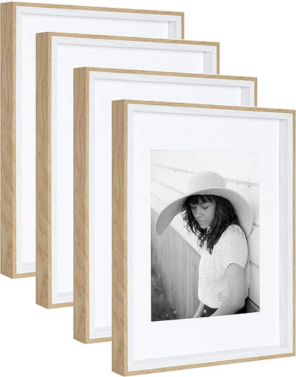 Kate and Laurel Gibson Transitional Frame Set, Set of 4, 11" x 14", White and Natural, Casual Frames for Any Room in The Home