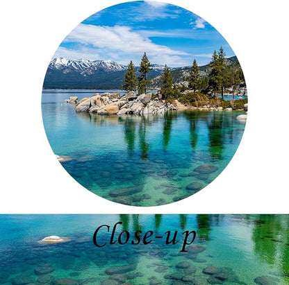 KREATIVE ARTS 4-Piece Lake Tahoe Canvas Wall Art Set - 48x33 Clear Turquoise Water & Green Mountain Forest Scenery, 3-Panel Landscape Prints for Home, Living, Dining Room Deco