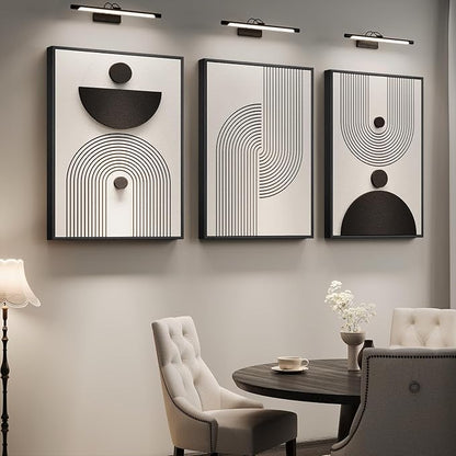 Large 3D Textured Framed Black and White Abstract Wall Art for Living Room, 3 Piece Modern Geometric Paintings, Minimalist Neutral Relief Pictures for Dining Bedroom Hallway Office Wall Decor, 24x36 In