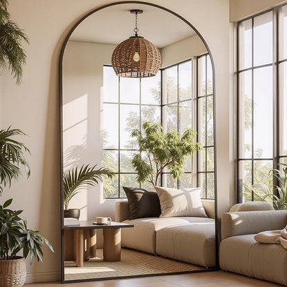 Full Length Mirror, 81"x41" Arched Full Body Mirror, Oversized Floor Mirrors, Leaning Free Standing Mirrors, Hanging Mounted Large Mirrors for Bedroom Dressing Room, Cloakroom, Black