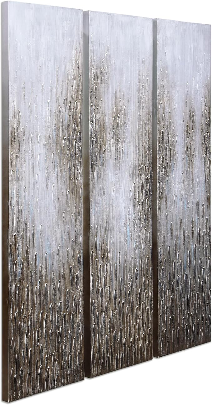 Empire Art Direct Abstract Wall Art Textured Hand Painted Canvas by Martin Edwards, Triptych, 72" x 18" each, Dreamy Field