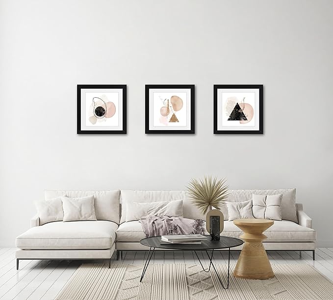 ELSKER&HOME 16x16 Picture Frame Black 3 Pack, Square Picture Frame Display Photo 12x12 with Mat or 16 x 16 Without Mat, Horizontal and Vertical Wall Mounting