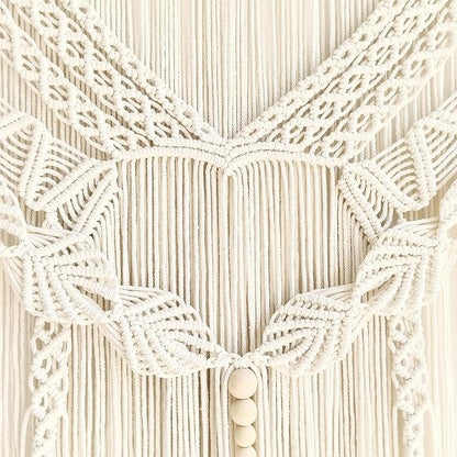 Achart Macrame Wall Hanging Large- Boho Wall Decor- large wall art- Wall Decor Living Room- Macrame Tapestry Boho Decor for Bedroom (Leaf &Wood Bead)