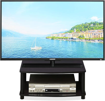 Furinno TURN-N-TUBE TV Riser Stand, 2-Tier Small Elevated No Tools TV Stand, TV Console for TV up to 32 inch, 15.8 x 23.8 x 11, for Living Room, Bedroom, Dark Walnut