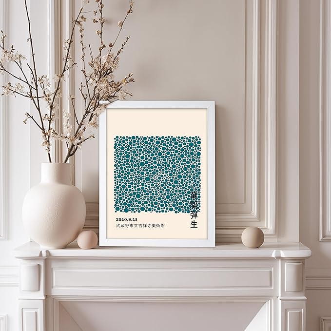 Poster Master Vintage Poster - Retro Pop Art Print - Gift for Artist, Friend - Infinity Dots, Japanese, Polka, Modern, Abstract - Wall Decor for Home, Office, 11x14 White Framed