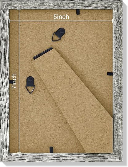 Vittanly 5x7 Picture Frames Set of 9, Shatter Resistant Plexiglass, Display 4x6 Pictures with Mat or 5x7 without Mat, Photo Frames for Wall or Tabletop, Engineered Wood, Grey