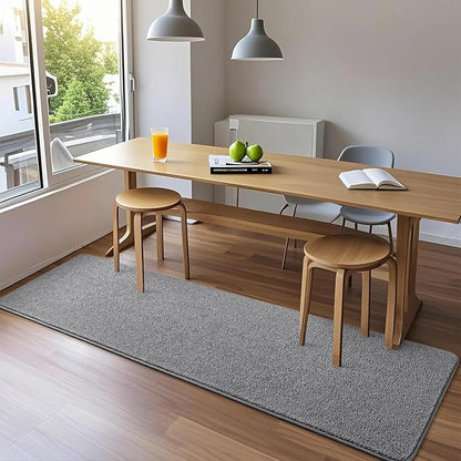 Grey Hallway Runner Rug, 2x6 Gray Bedside Area Rugs for Bedroom, Non Slip Soft Modern Memory Foam Carpet, Low Pile Washable Carpets for Entrance Kitchen Laundry Living Room Decor