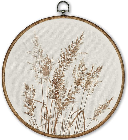 TLESKE Vintage Botanical Round Wall Art Decor Framed 10x10, Neutral Plants Cottage Core Cottagecore Canvas Wall Art Prints Artwork, Boho Fall Farmhouse Hanging Wall Picture Room Decor for Bedroom