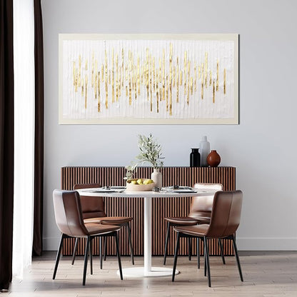 Canvas Wall Art Decor Modern Wall Decor For Living Room Gold Abstract Wall Art White Textured Wall Art Abstract Art Artwork for Walls Canvas Prints Art Work For Home Office Wall Decor 20" X 40"