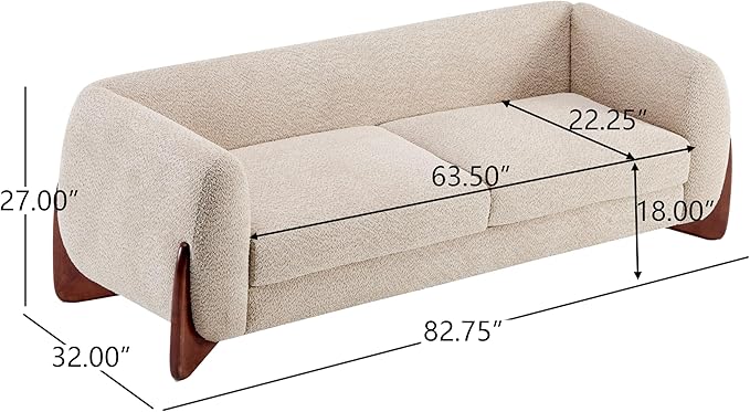 Christopher Knight Home Almab 82 Inches Sofa Couch, Cozy Boucle Upholstered 3-Seater Sofa, Wood Frame Couch, Comfy Couches for Living Room and Office, Modern Sofa, Lounge Seating, Almond