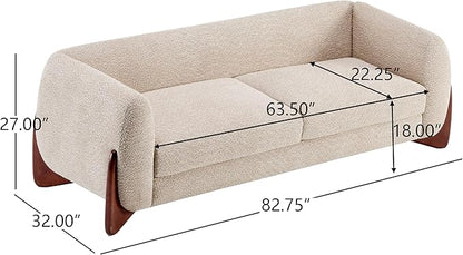 Christopher Knight Home Almab 82 Inches Sofa Couch, Cozy Boucle Upholstered 3-Seater Sofa, Wood Frame Couch, Comfy Couches for Living Room and Office, Modern Sofa, Lounge Seating, Almond