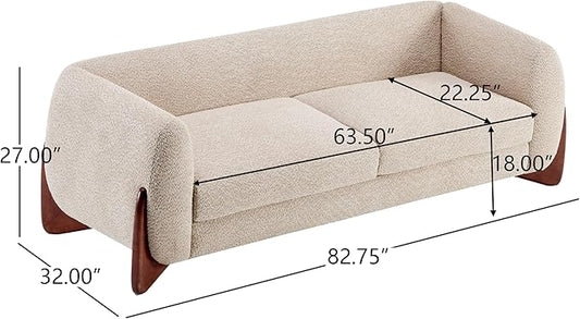 Christopher Knight Home Almab 82 Inches Sofa Couch, Cozy Boucle Upholstered 3-Seater Sofa, Wood Frame Couch, Comfy Couches for Living Room and Office, Modern Sofa, Lounge Seating, Almond