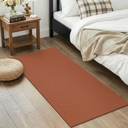 KOZYFLY Orange 2x4 Entry Runner Rug, Small Washable Runners for Entryway, Non Slip Door Mat Indoor Entrance, Front Porch Carpet for Foyer, Kitchen, Bedroom, Bathroom, Burnt Orange/Tan