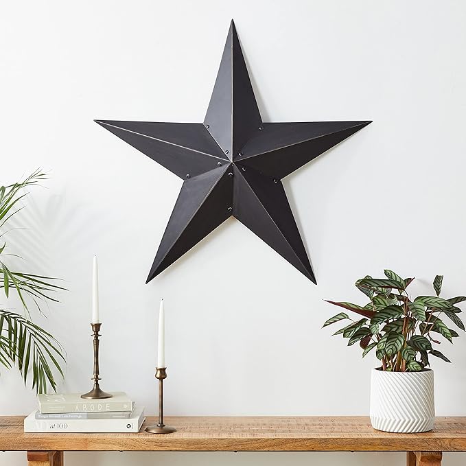 The Hearthside Collection CWI Gifts Metal Barn Star - 36 inch Galvanized Hanging Star - Farmhouse Wall Decor - Black