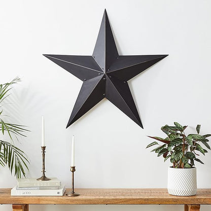 The Hearthside Collection CWI Gifts Metal Barn Star - 36 inch Galvanized Hanging Star - Farmhouse Wall Decor - Black
