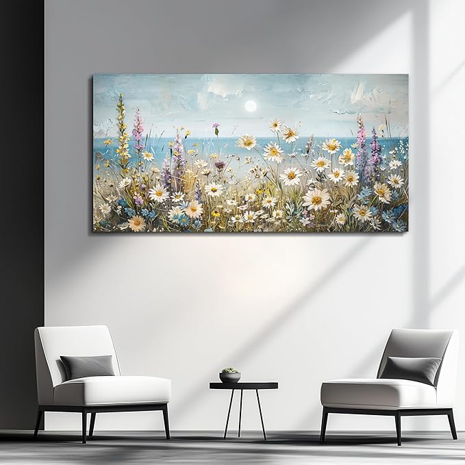 KELIYUAN Large Canva Wall Art For Living Room Farmhouse Wall Decor For Bedroom Office Decorations Abstract Paintings Flowers Landscape Wall Pictures Artwork Modern Aesthetic Room Home Decor 24x48In